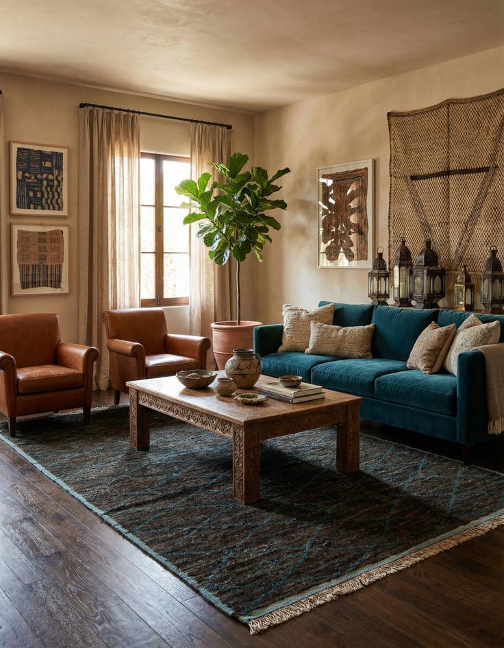 Detail image of 5' 10 x 9' 9  Hand Knotted Moroccan Wool Rug