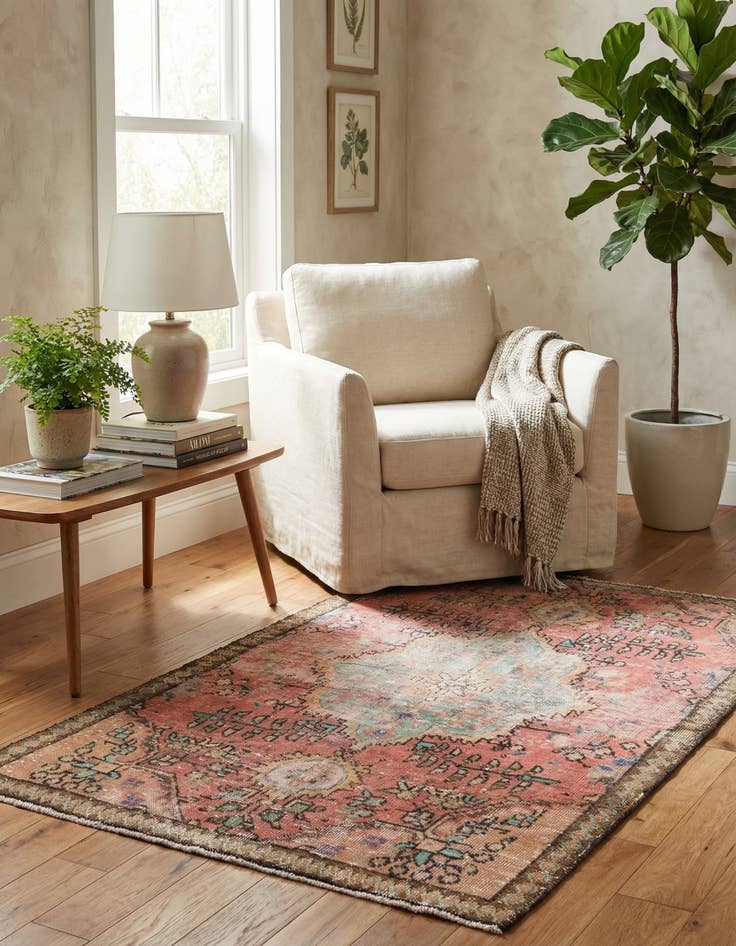 Detail image of 3' 1 x 5'  Hand Knotted Ultra Vintage Persian Wool Rug