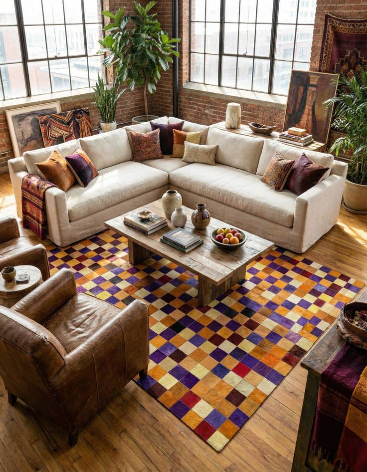 Detail image of  8' x 9' 11 Cowhide - Patchwork Rug