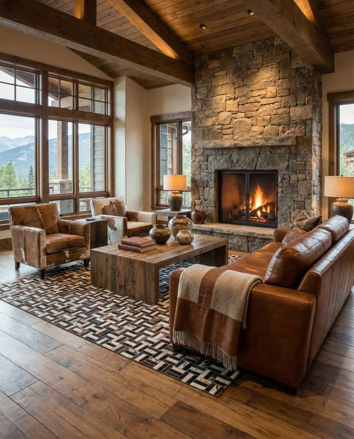 5' x 8' Cowhide Leather Rug