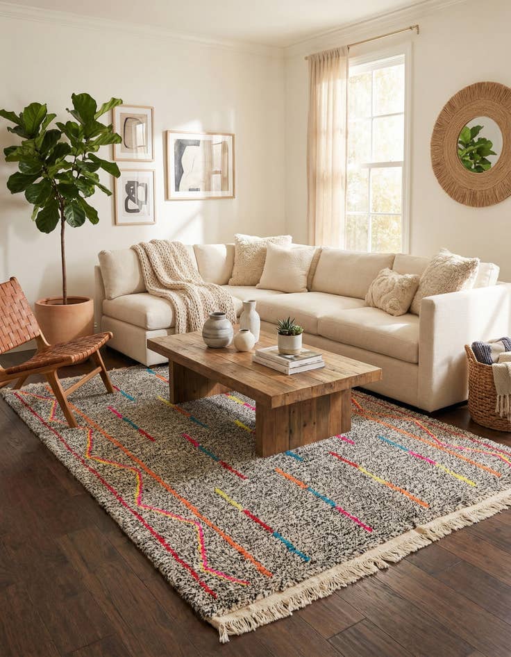 Detail image of 5' x 6' 7  Hand Knotted Moroccan Wool Rug