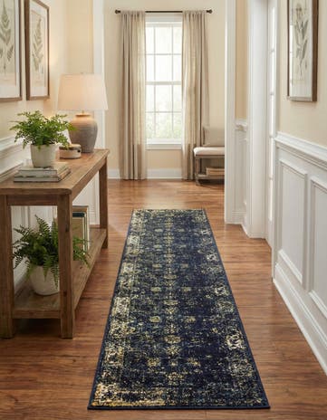 Navy Blue Monte Carlo Runner Rug