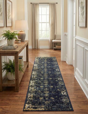 Navy Blue Monte Carlo Runner Rug