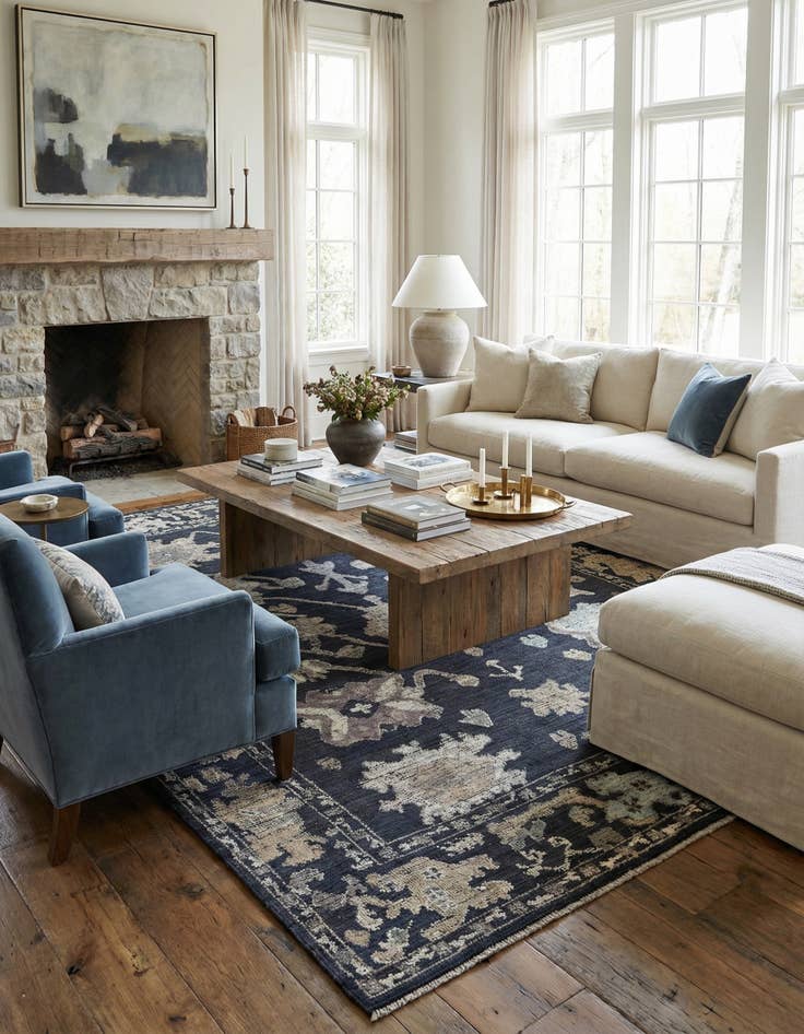 Detail image of 9' 2 x 12' 4  Hand Knotted Oushak Wool Rug