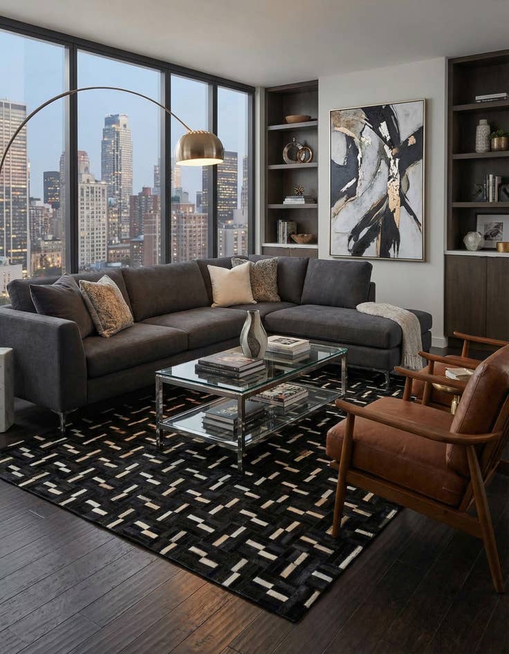 Detail image of 5' x 8' Cowhide Leather Rug