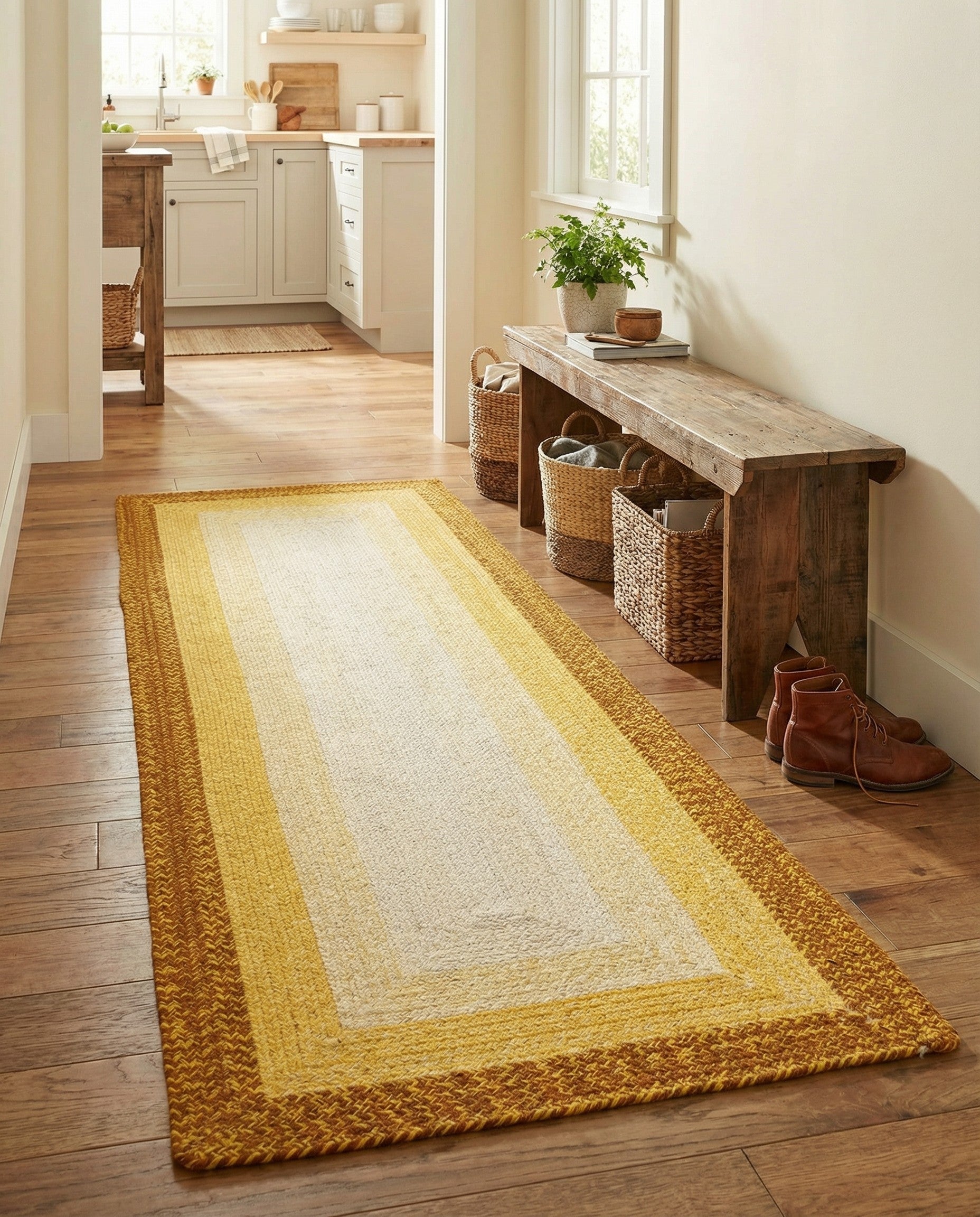 2' 7 x 8'  Hand Hand Braided Wool Runner Rug