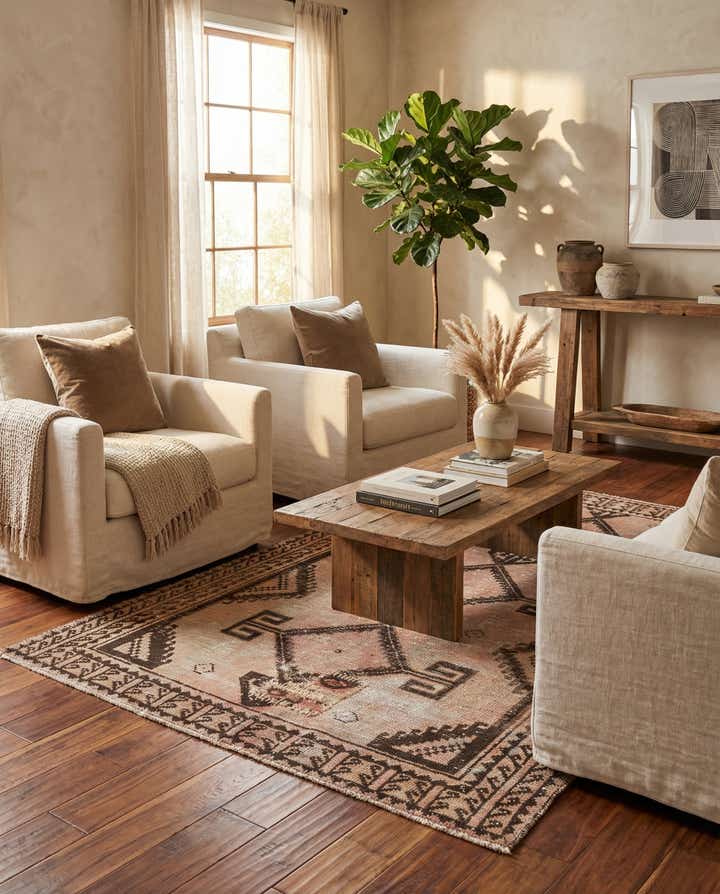 3' 7 x 6' 4 Hand Knotted Ultra Vintage Persian Wool Rug