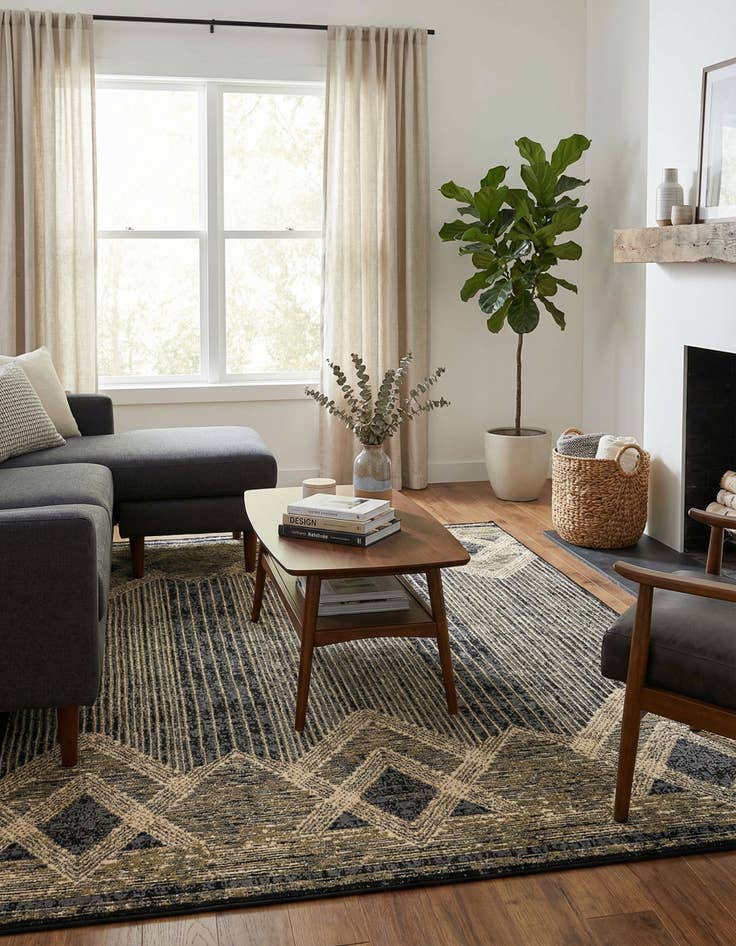 Detail image of 5' x 8'  Washable Modern Indoor / Outdoor Rug