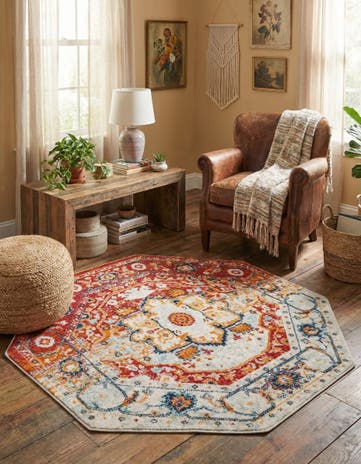 Rust Red Madeline Vintage Octagon Rug