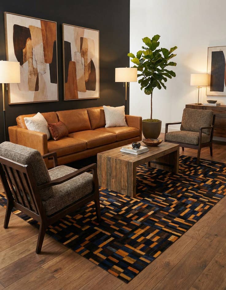 Detail image of 5' x 7' 11 Cowhide - Patchwork Rug