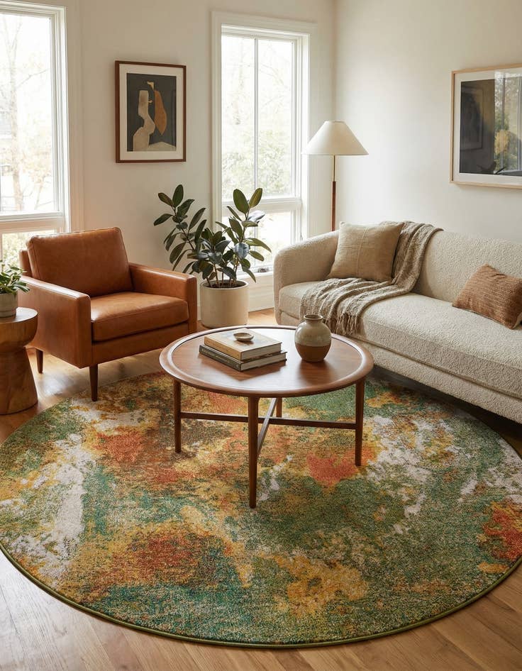 Detail image of 7' 10 x 7' 10  Washable Haerfest Round Rug