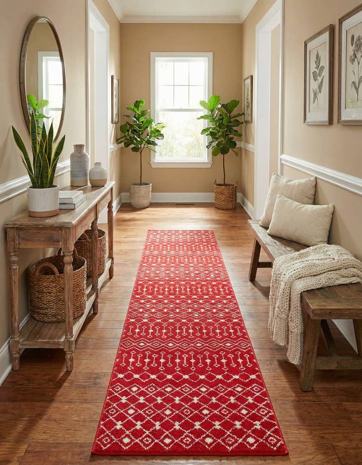 Detail image of 3' 3 x 16' 5 Moroccan Trellis Runner Rug