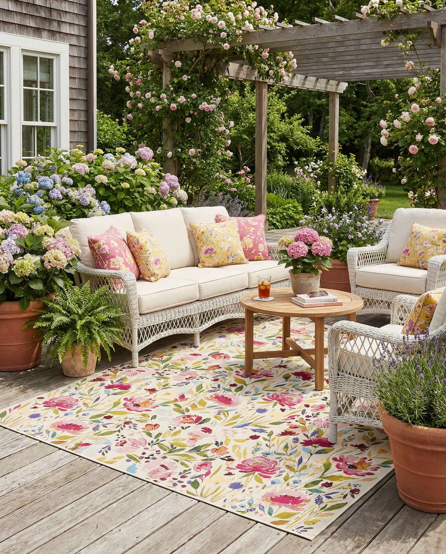7' 10 x 7' 10 Easy-Clean Botanical Indoor / Outdoor Square Rug