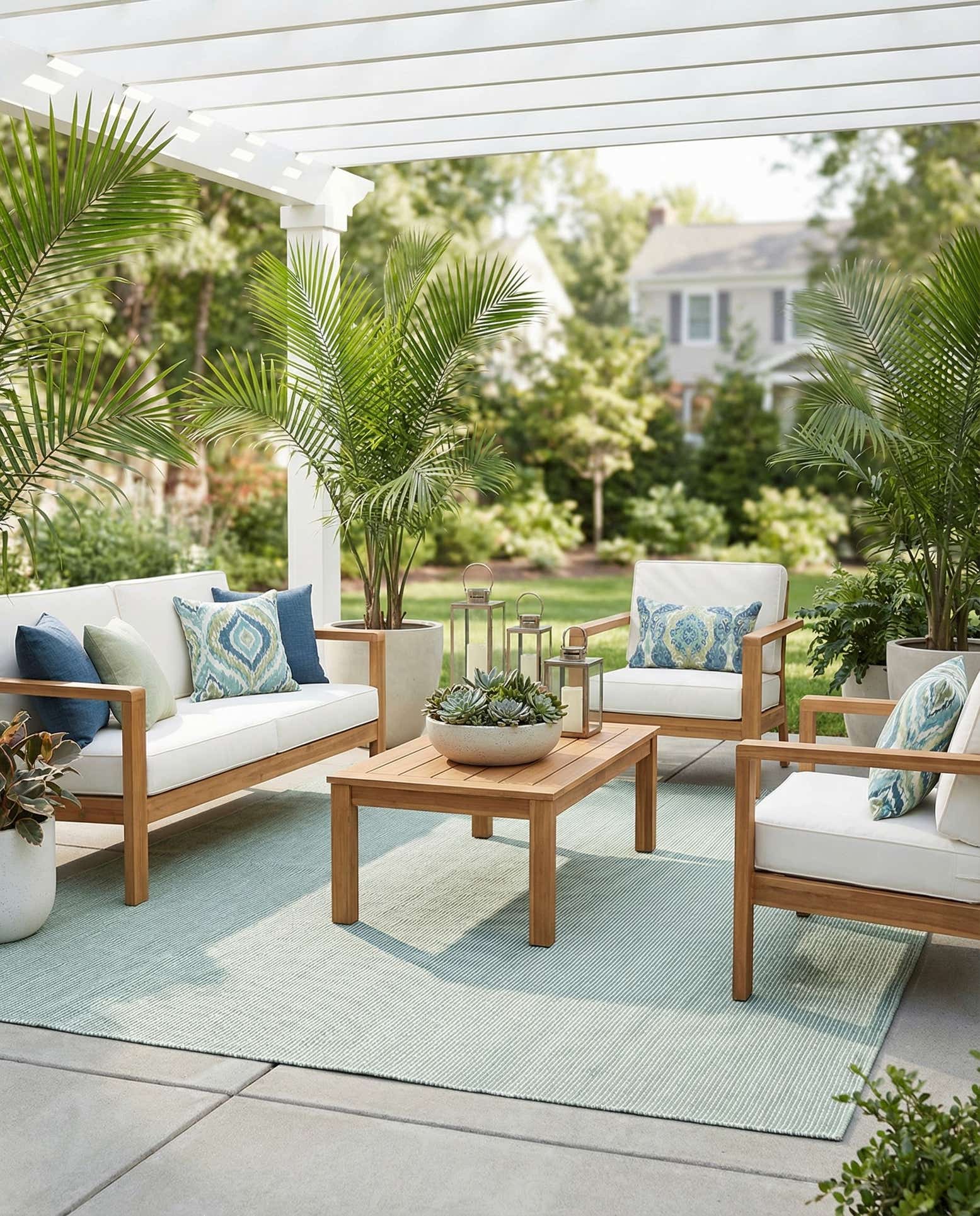 10' x 10' Easy-Clean Jill Zarin Palm Springs Indoor / Outdoor Square Rug