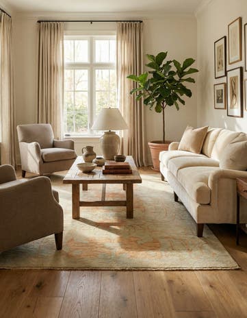 4' 4 x 6' 3 Hand Knotted Oushak Wool Rug