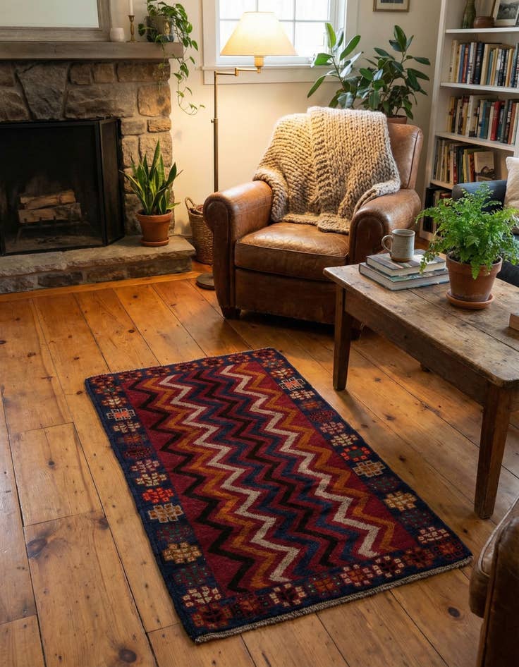 Detail image of 2' 10 x 4' 10  Hand Knotted Balouch Persian Wool Rug