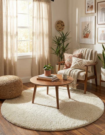 6' x 6' Soft Solid Shag Round Rug