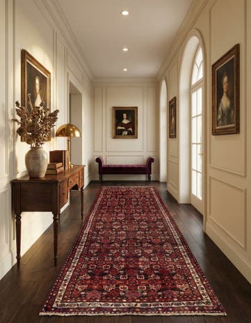 3' 9 x 10' Hand Knotted Hossainabad Persian Wool Runner Rug