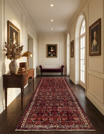 3' 9 x 10' Hand Knotted Hossainabad Persian Wool Runner Rug
