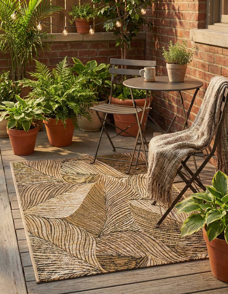 Detail image of 2' x 3'  Washable Botanical Indoor / Outdoor Rug