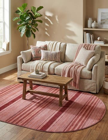 Rusty Pink Rose Gemstone Oval Rug