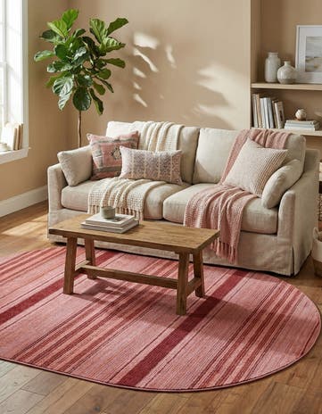 Rusty Pink Rose Gemstone Oval Rug