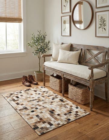 2' x 3' Cowhide Leather Rug