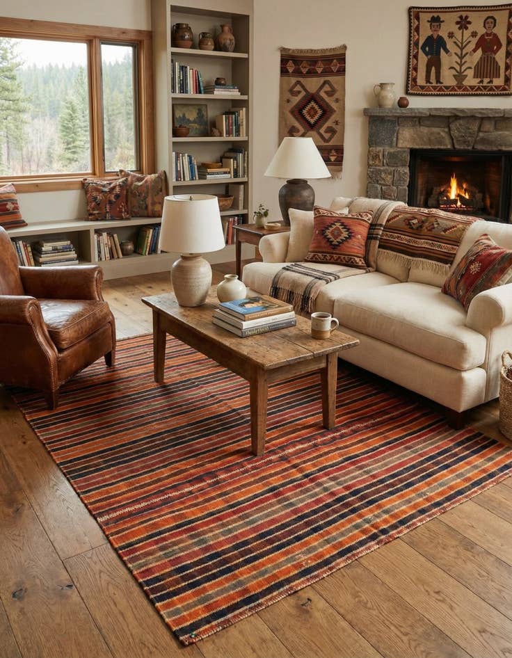 Detail image of 4' 10 x 5' 5 Jajim Square Rug