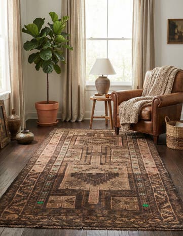 3' 4 x 6' 3 Hand Knotted Ultra Vintage Persian Wool Rug