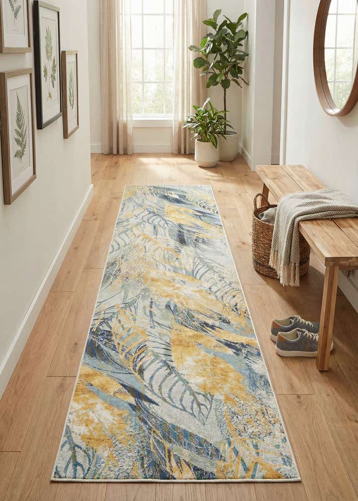 2' 7 x 12' Easy-Clean Botanical Indoor / Outdoor Runner Rug