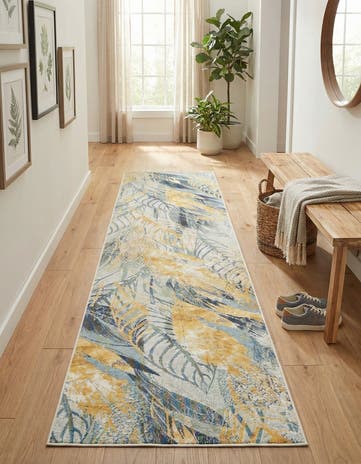 2' 7 x 12' Easy-Clean Botanical Indoor / Outdoor Runner Rug