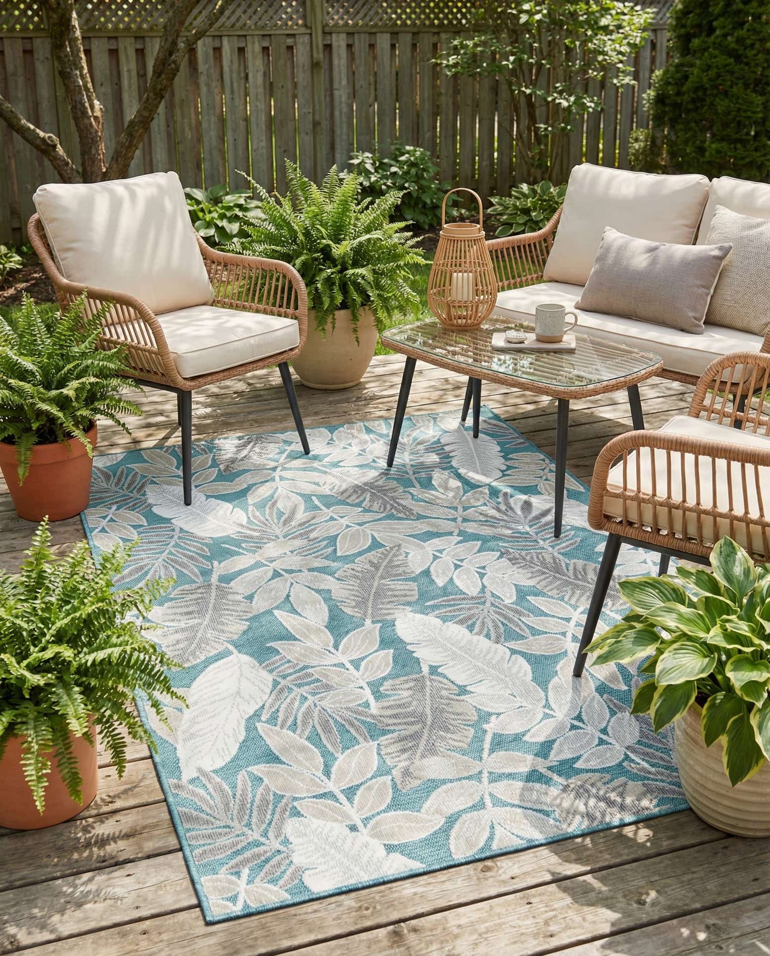 4' 5 x 6' Easy-Clean Botanical Indoor / Outdoor Rug