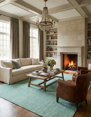 Green Hand Woven Jill Zarin English Manor Farmhouse Wool Square Rug
