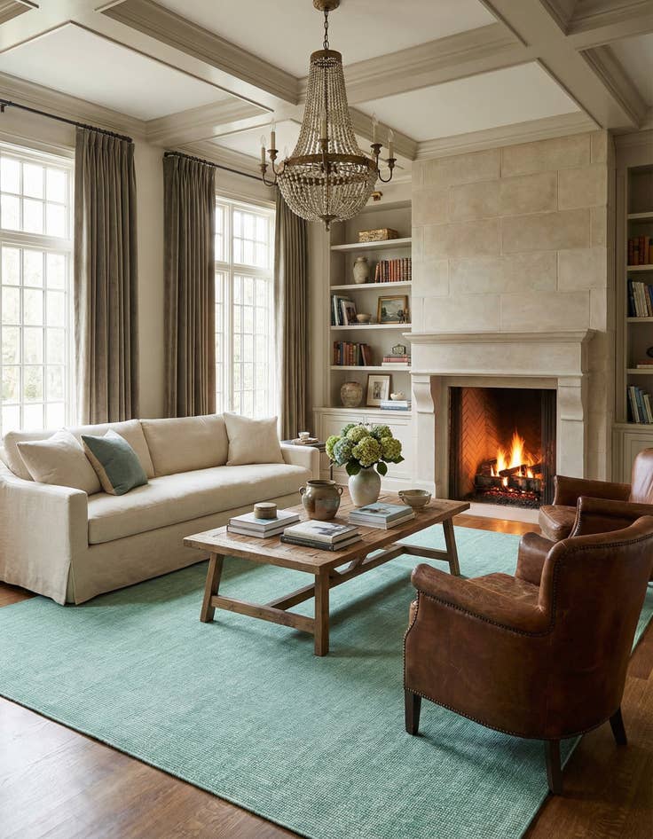 Detail image of 10' x 10'  Hand Woven Jill Zarin English Manor Farmhouse Wool Square Rug