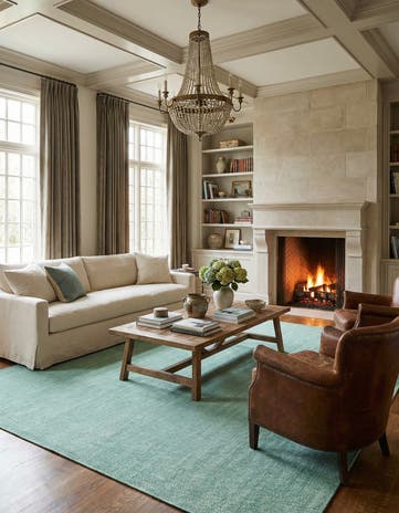 Green Hand Woven Jill Zarin English Manor Farmhouse Wool Square Rug