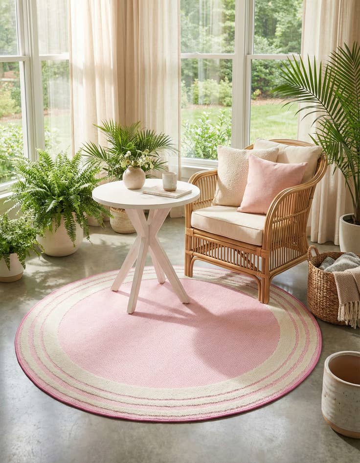 Detail image of 5' 3 x 5' 3  Washable Aruba Indoor / Outdoor Round Rug