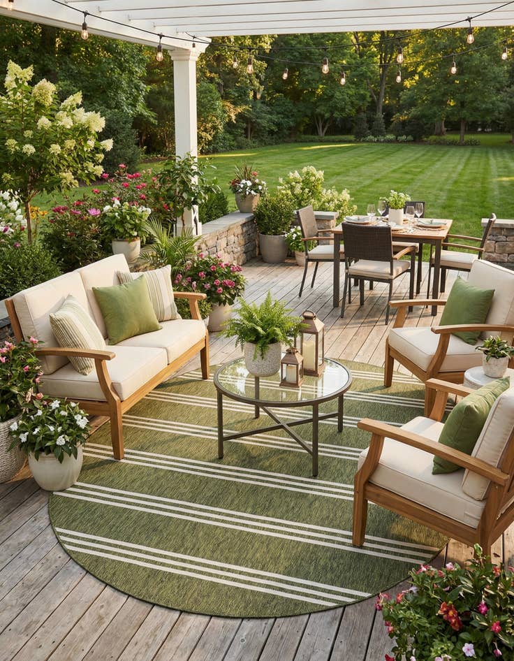 Detail image of  7' 10 x 10'  Washable Jill Zarin Anguilla Indoor / Outdoor Oval Rug