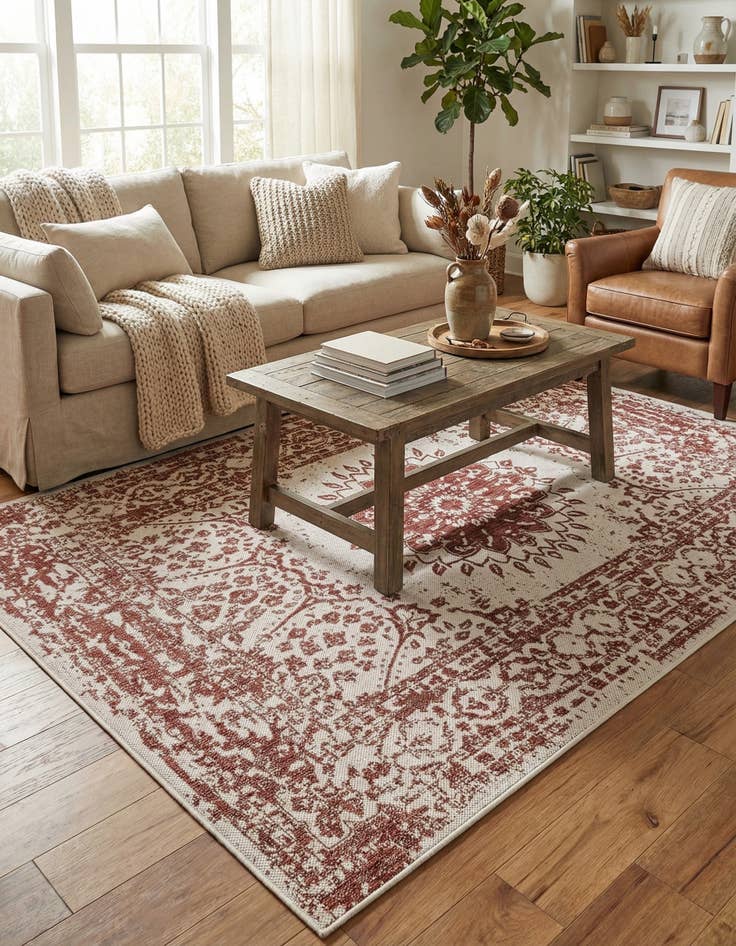 Detail image of  5' 3 x 8'  Washable Traditional Indoor / Outdoor Rug