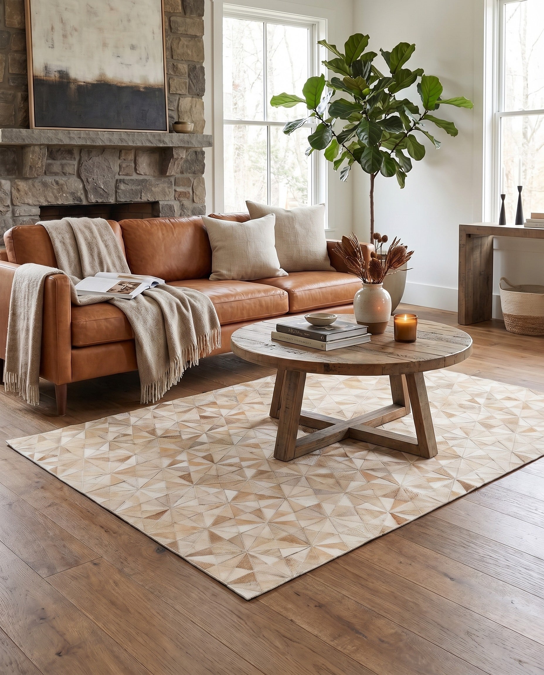 4' 8 x 6' 7 Cowhide Stocks Rug