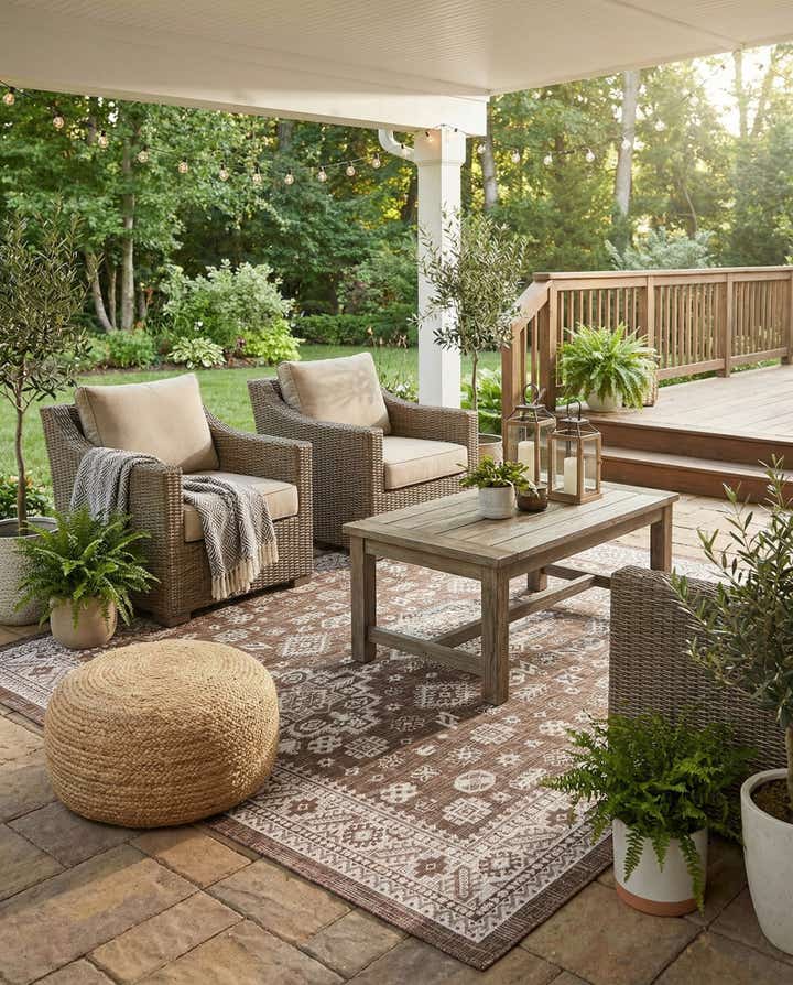 10' x 10' Easy-Clean Aztec Indoor / Outdoor Square Rug