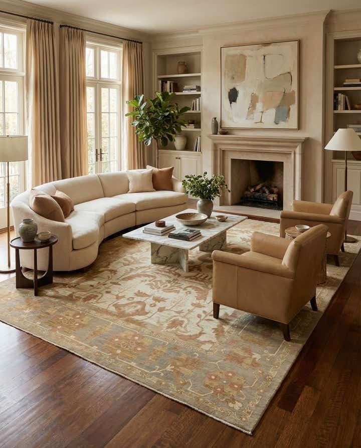 11' 7 x 15' 9 Hand Knotted Oushak Wool Rug