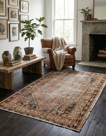 3' 4 x 4' 9 Hand Knotted Ultra Vintage Persian Wool Rug