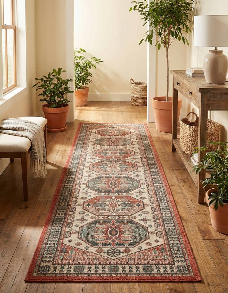 Detail image of  2' 7 x 10'  Washable Traditional Indoor / Outdoor Runner Rug