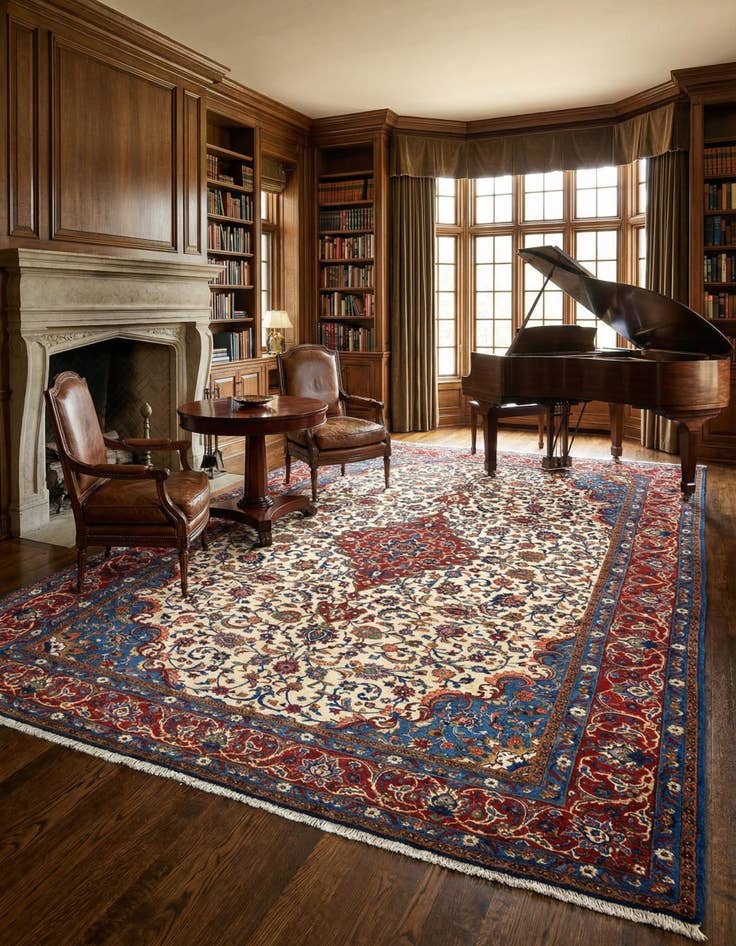 Detail image of  8' 5 x 11' 3 Kashan Wool Rug