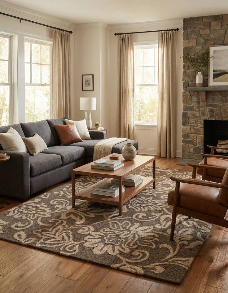 Detail image of 5' 1 x 8' Agra Wool Rug