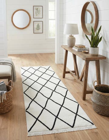 Black and White Milano Runner Rug