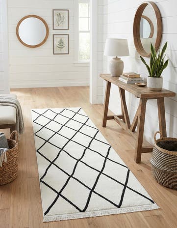 Black and White Milano Runner Rug