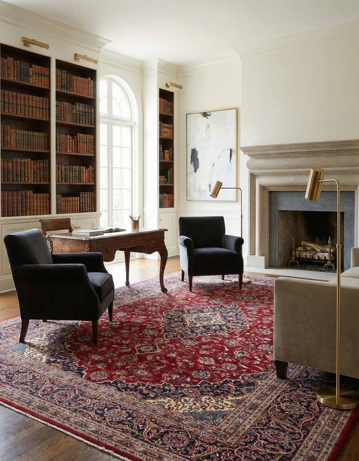 Detail image of 9' 7 x 13' 2  Hand Knotted Kashan Persian Wool Rug