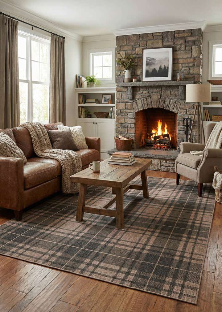 7' 10 x 11' Easy-Clean Checkered Indoor / Outdoor Rug