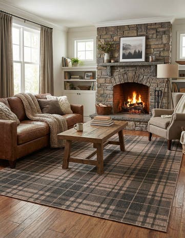 7' 10 x 11' Easy-Clean Checkered Indoor / Outdoor Rug